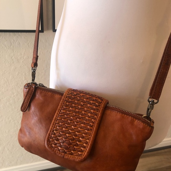 Vilenca Holland super soft Leather Crossbody purse Adjustable strap boho Cognac - Picture 5 of 11